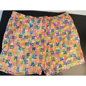 Vintage 90s XL Mervyns Surf Cheetah Board Shorts Medium Retro‎ Neon Geometric